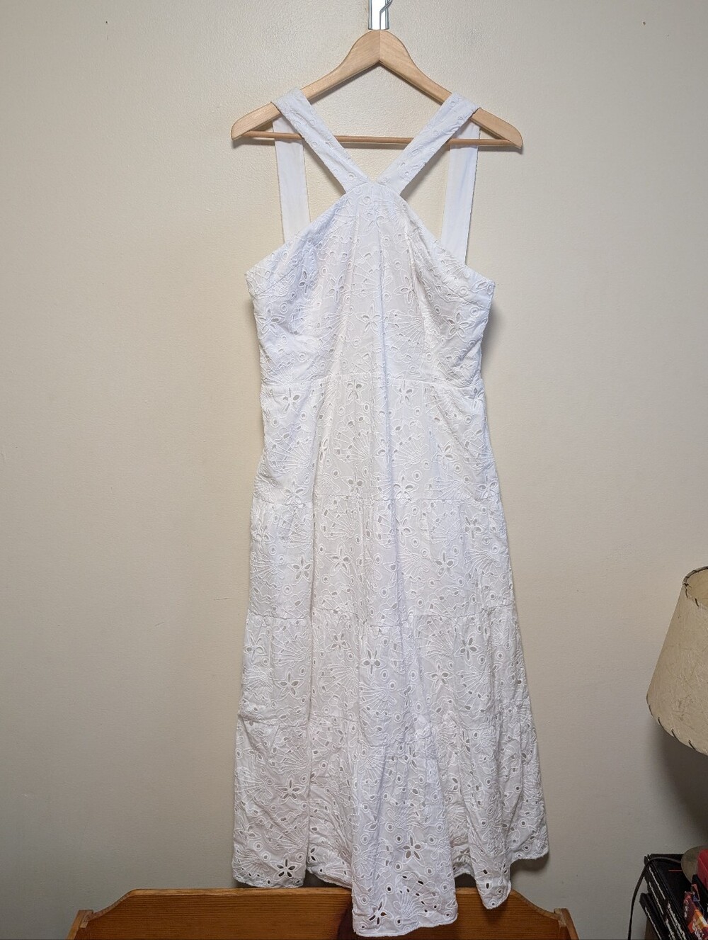 Lilly Pulitzer Jenette Eyelet Halter Midi Dress 12  Resort White Sealife Eyelet